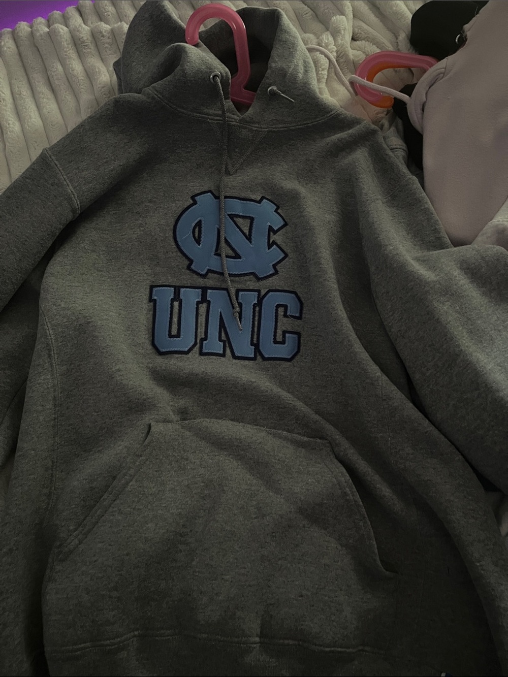 UNC Gray Hoodie with Light Blue Logo